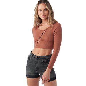 O'Neill Emery Cutout Knit Top in Rustic Brown